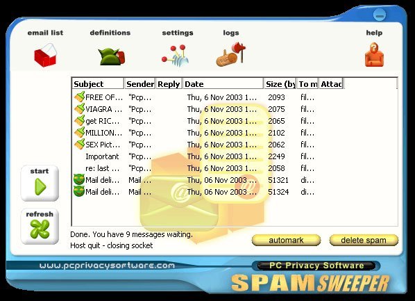 Spam Sweeper Screenshot